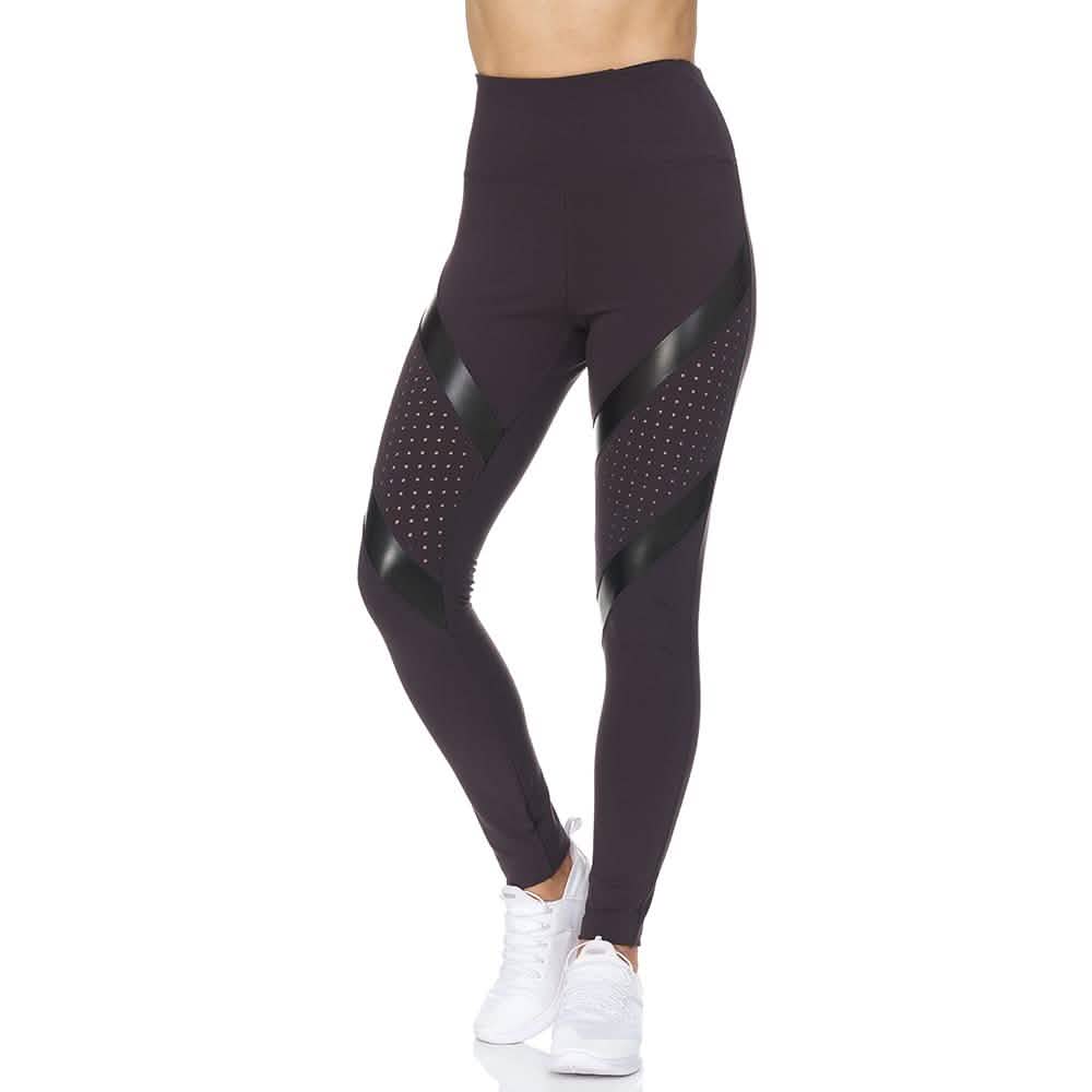 Women's High Waist Active Full Length Leggings With Lazer Cut Mesh DailySale