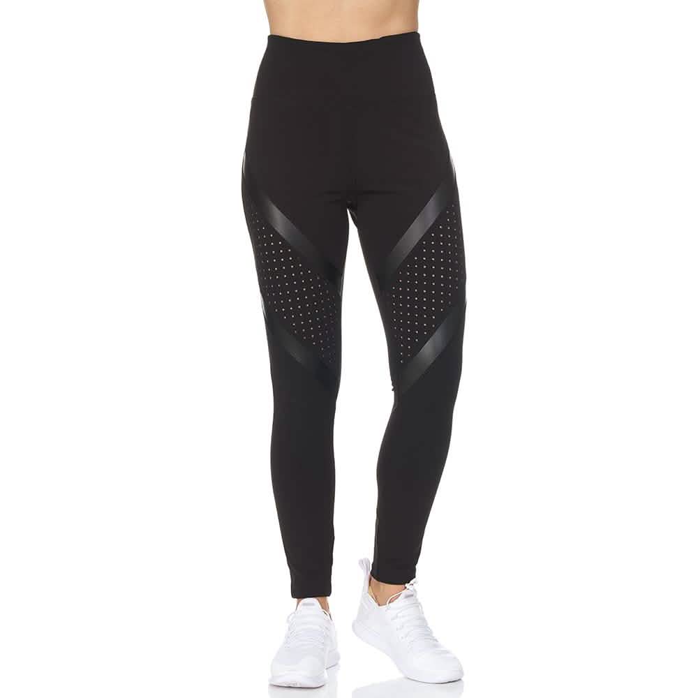Women's High Waist Active Full Length Leggings With Lazer Cut Mesh DailySale