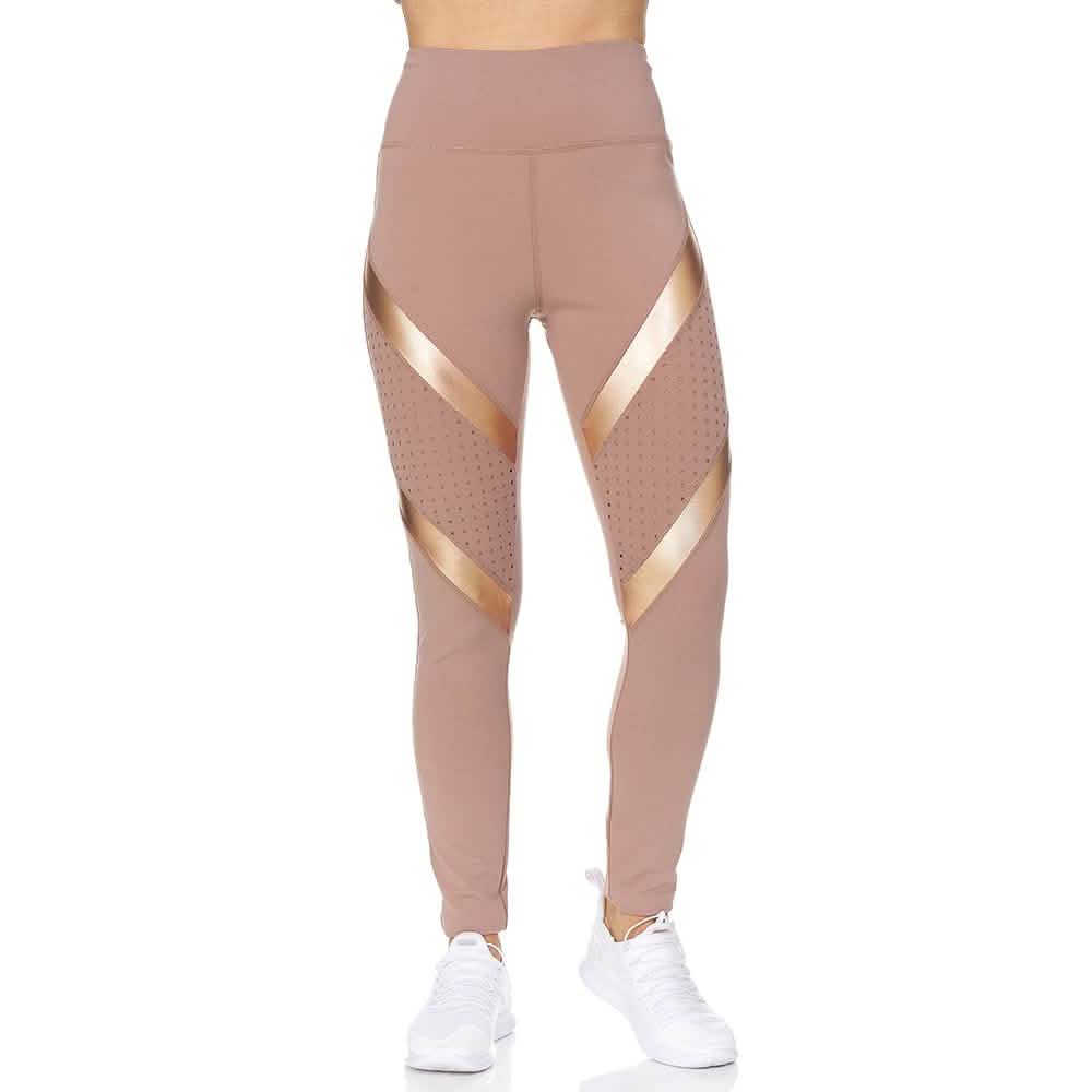 Women's High Waist Active Full Length Leggings With Lazer Cut Mesh DailySale