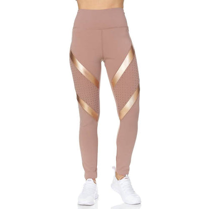 Women's High Waist Active Full Length Leggings With Lazer Cut Mesh DailySale