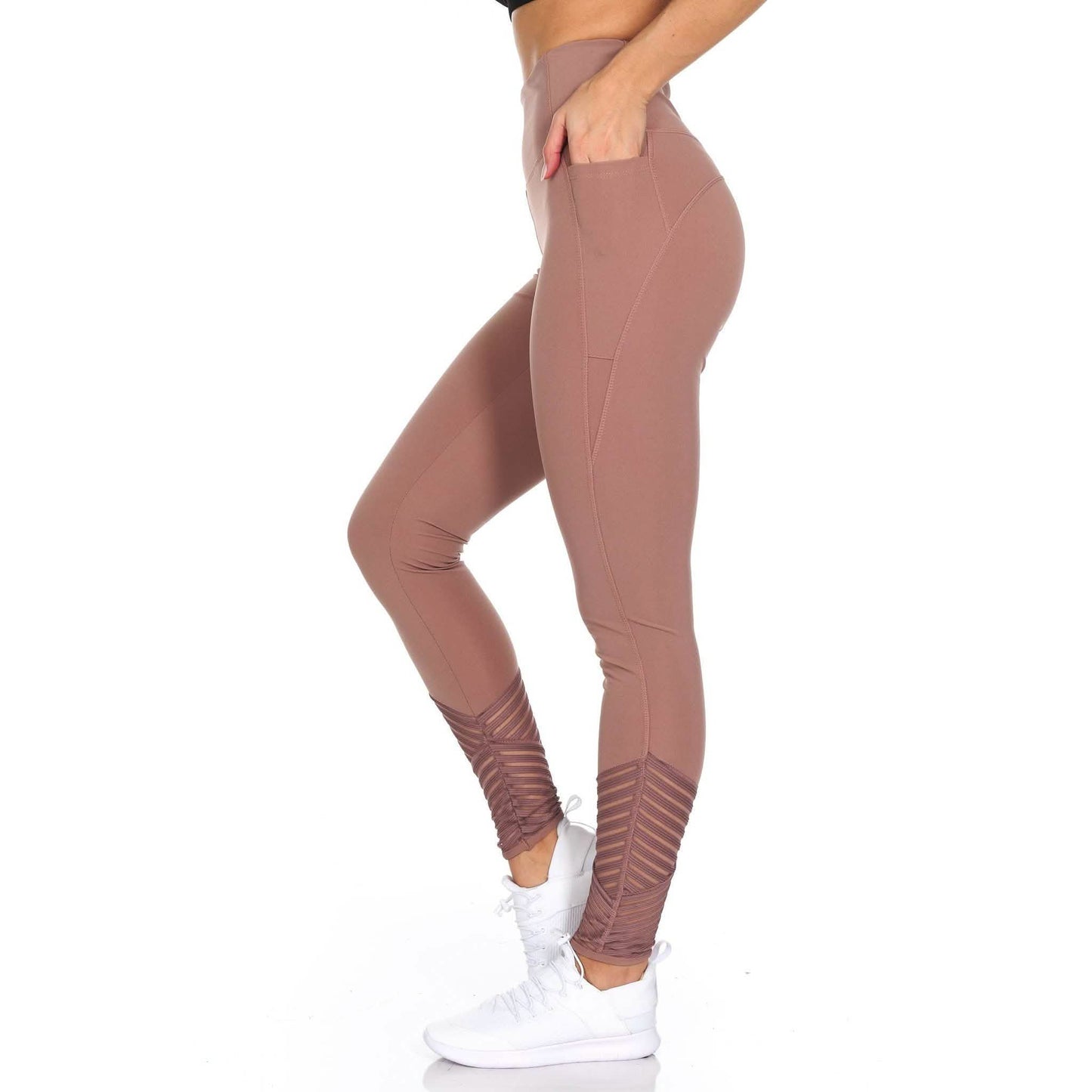 Women's High Waist Active Leggings With Motto Mesh Detail DailySale