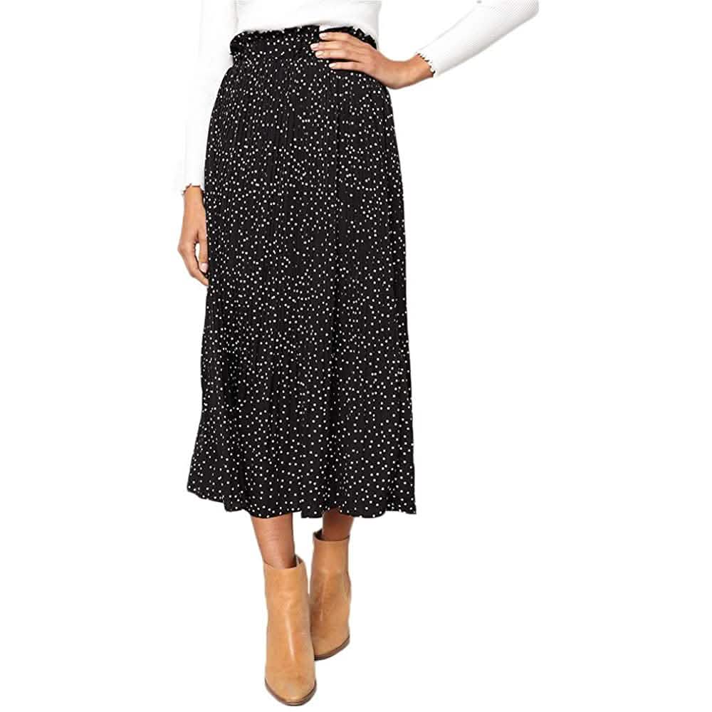 Womens High Waist Polka Dot Pleated Skirt DailySale