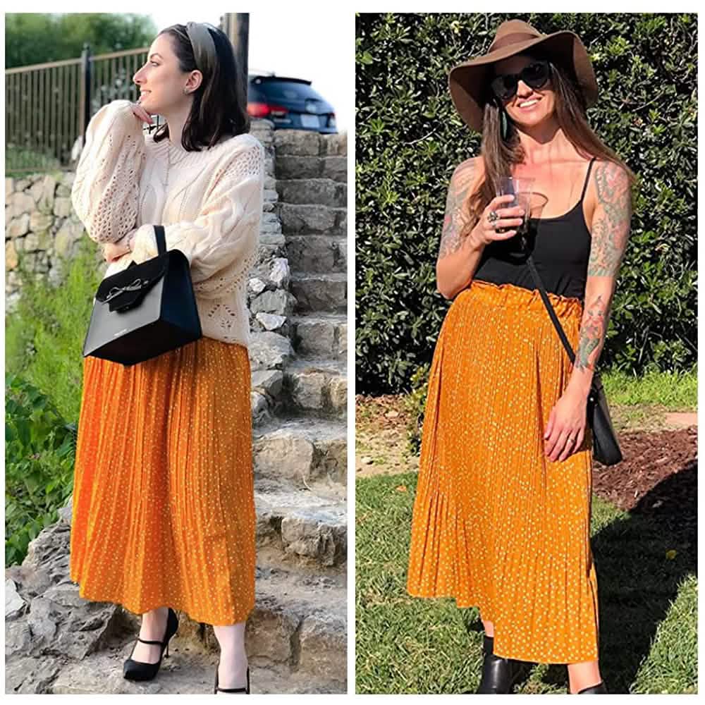 Womens High Waist Polka Dot Pleated Skirt DailySale