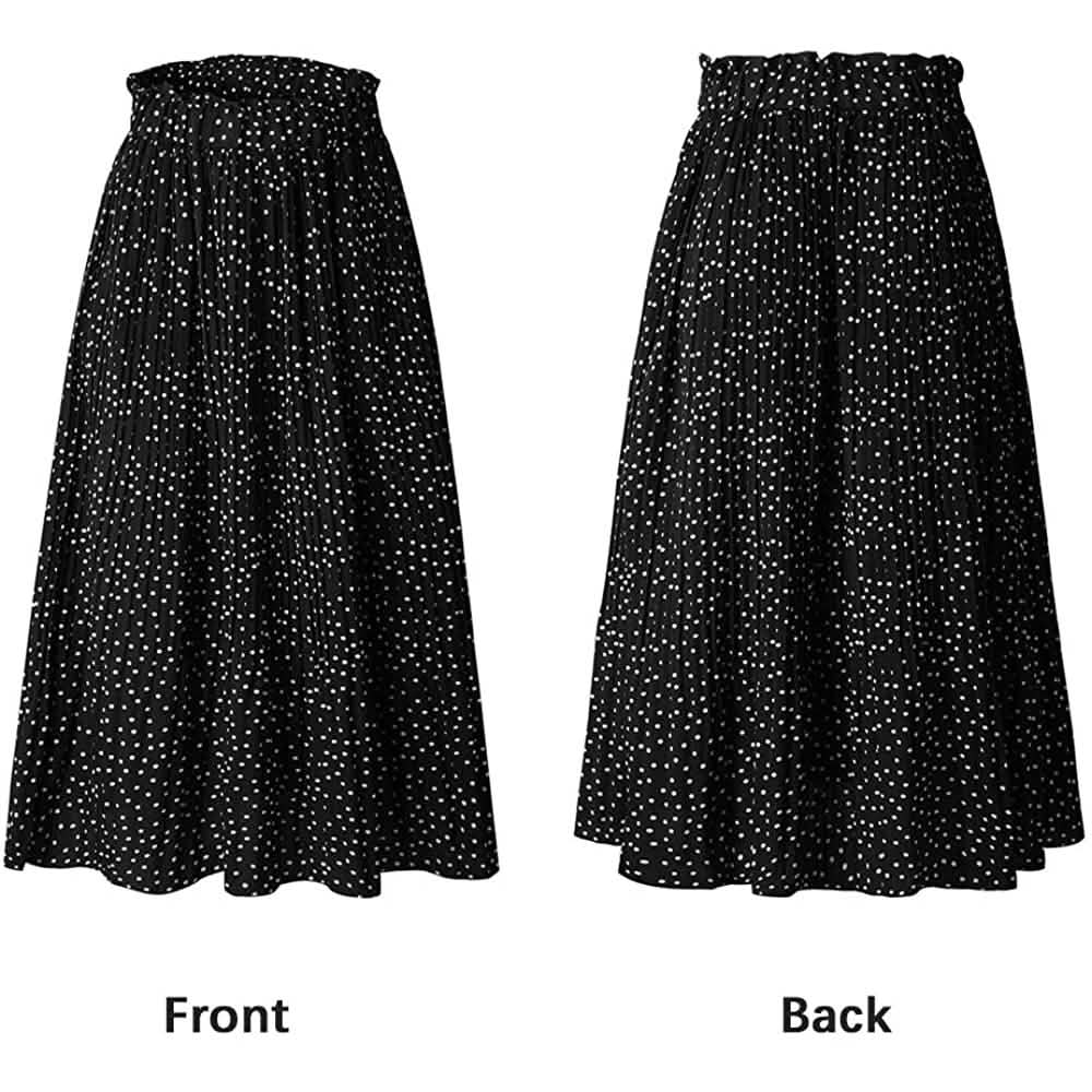 Womens High Waist Polka Dot Pleated Skirt DailySale