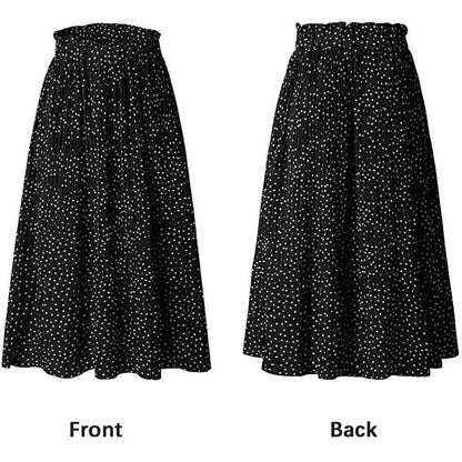 Womens High Waist Polka Dot Pleated Skirt DailySale