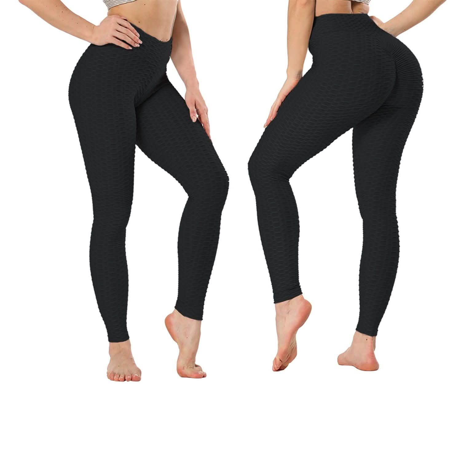 Women's High Waist Textured Butt Lifting Slimming Workout Leggings Tights Pants DailySale