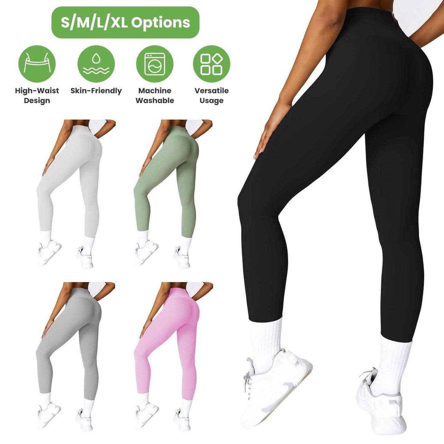 Women's High Waist Workout Leggings Tummy Control Compression with 25" Inseam No Front Seam DailySale