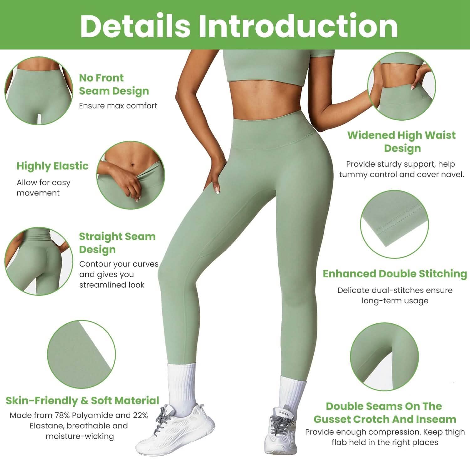 Women's High Waist Workout Leggings Tummy Control Compression with 25" Inseam No Front Seam DailySale