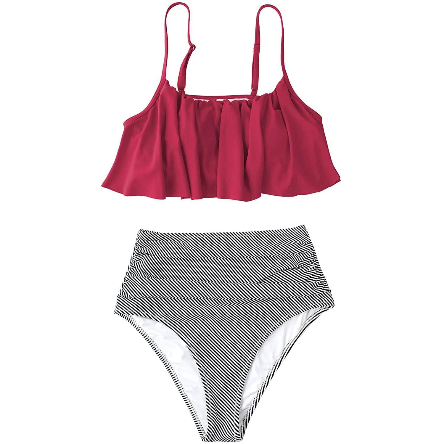 Women's High Waisted Falbala Bikini Set DailySale