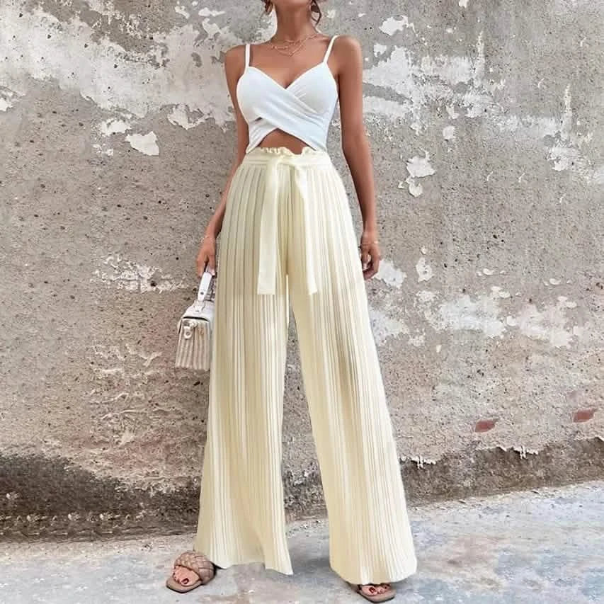 Women's High-Waisted Straight-Leg Strappy Pants DailySale