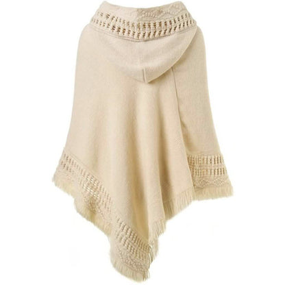 Womens Hooded Cape with Fringed Hem, Crochet Poncho Knitting Patterns DailySale
