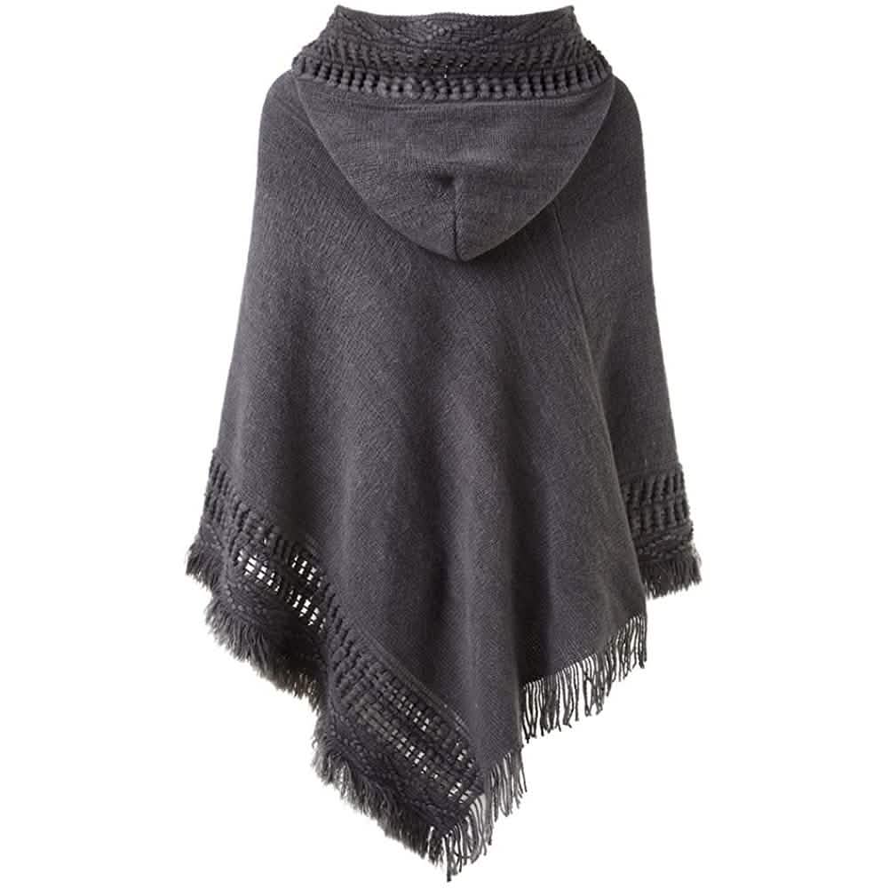 Womens Hooded Cape with Fringed Hem, Crochet Poncho Knitting Patterns DailySale