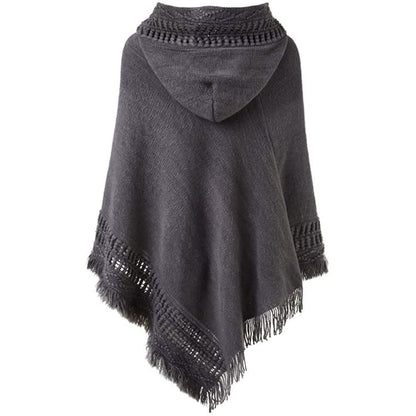 Womens Hooded Cape with Fringed Hem, Crochet Poncho Knitting Patterns DailySale