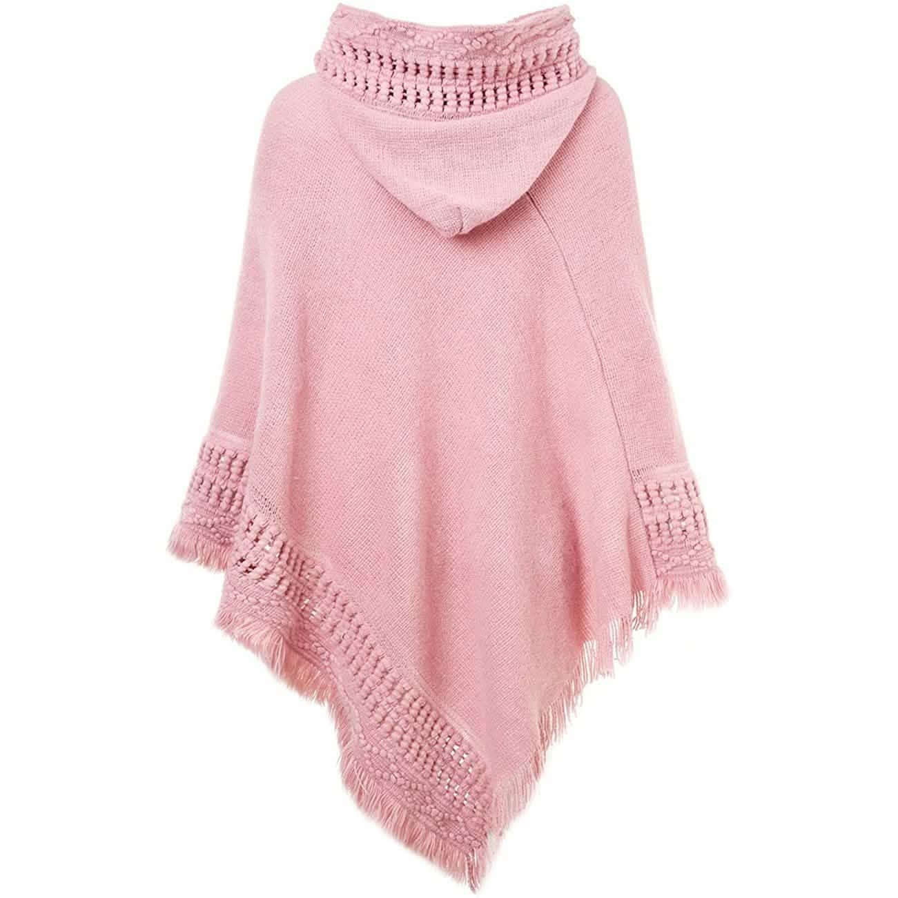 Womens Hooded Cape with Fringed Hem, Crochet Poncho Knitting Patterns DailySale