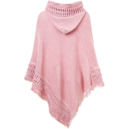 Womens Hooded Cape with Fringed Hem, Crochet Poncho Knitting Patterns DailySale