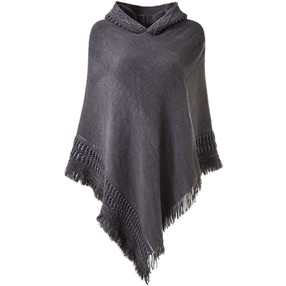 Womens Hooded Cape with Fringed Hem, Crochet Poncho Knitting Patterns DailySale