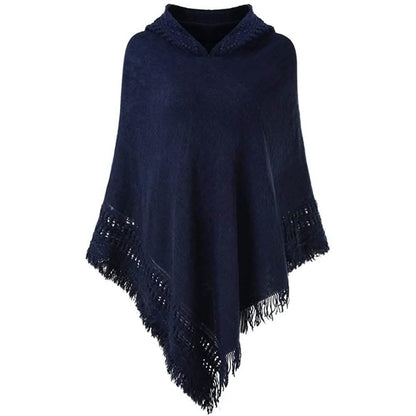 Womens Hooded Cape with Fringed Hem, Crochet Poncho Knitting Patterns DailySale