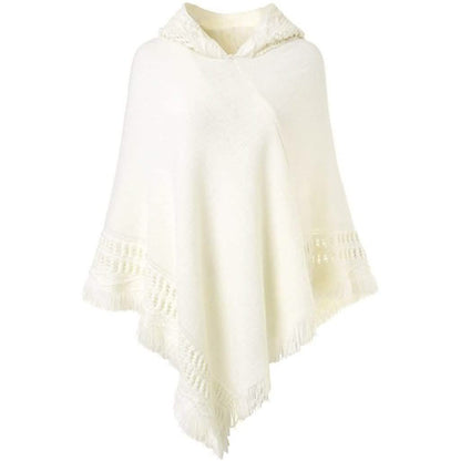 Womens Hooded Cape with Fringed Hem, Crochet Poncho Knitting Patterns DailySale