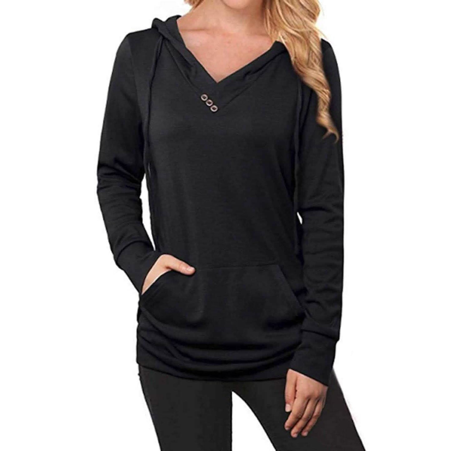 Women's Hoodie Sweatshirt Plain Lace Up Front Pocket DailySale