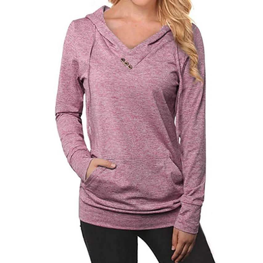 Women's Hoodie Sweatshirt Plain Lace Up Front Pocket DailySale