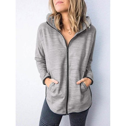 Women's Hoodie Zip Up Hoodie Sweatshirt Plain Zipper Front DailySale