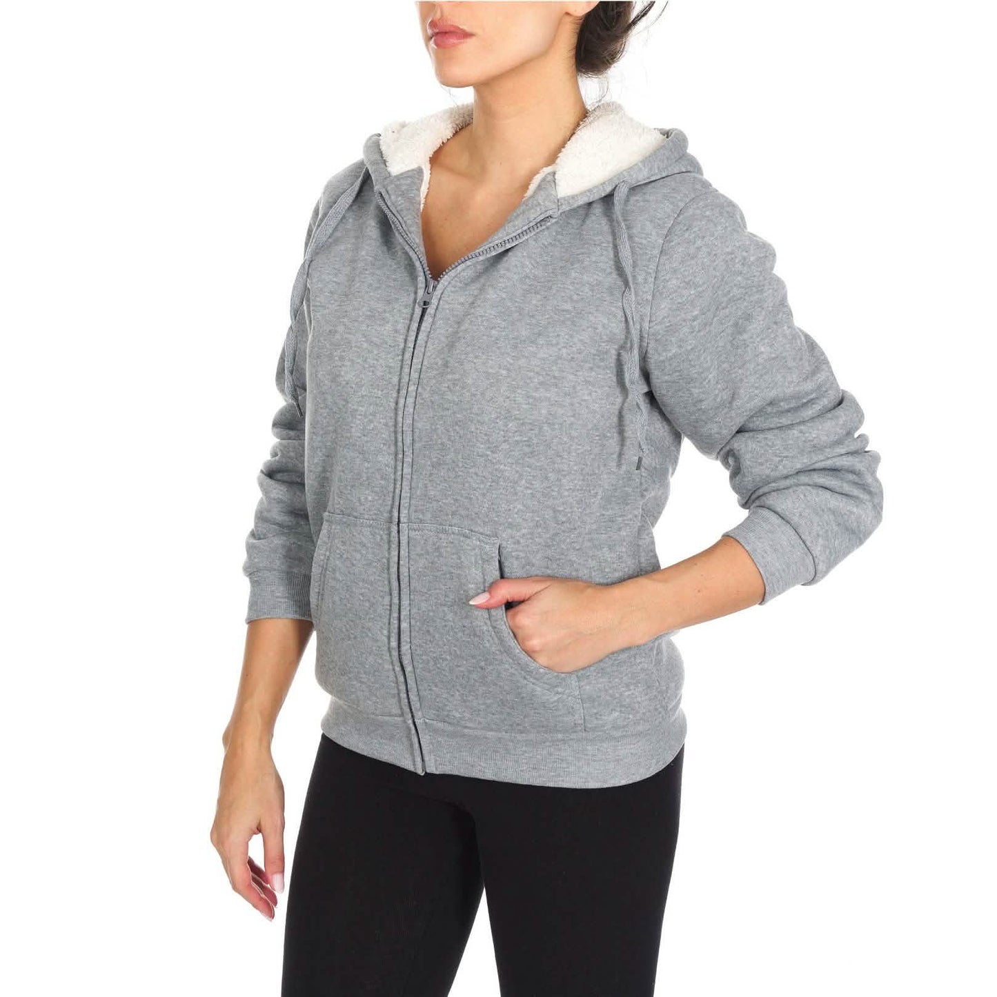 Women's Inner and Outer Sherpa Hoodie Sweatshirt Jacket DailySale