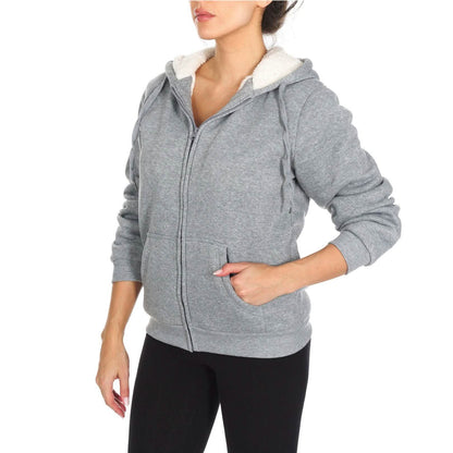 Women's Inner and Outer Sherpa Hoodie Sweatshirt Jacket DailySale