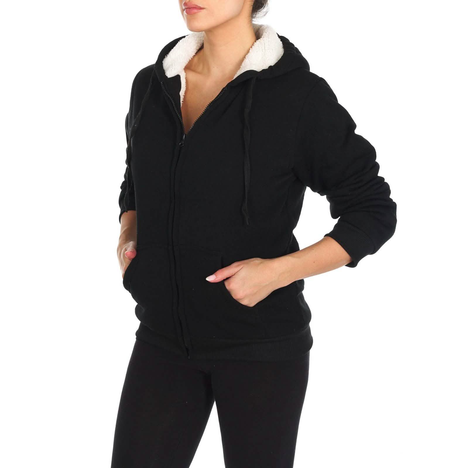 Women's Inner and Outer Sherpa Hoodie Sweatshirt Jacket DailySale
