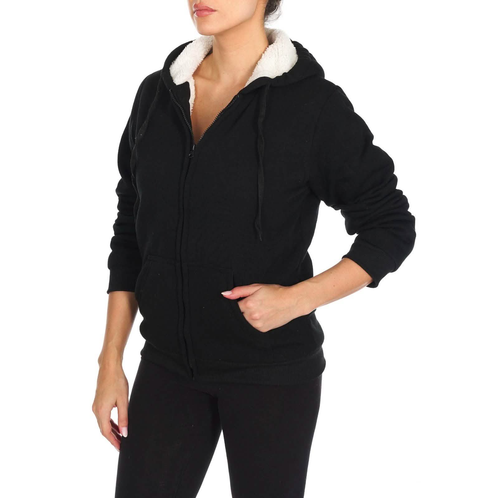 Women's Inner and Outer Sherpa Hoodie Sweatshirt Jacket DailySale