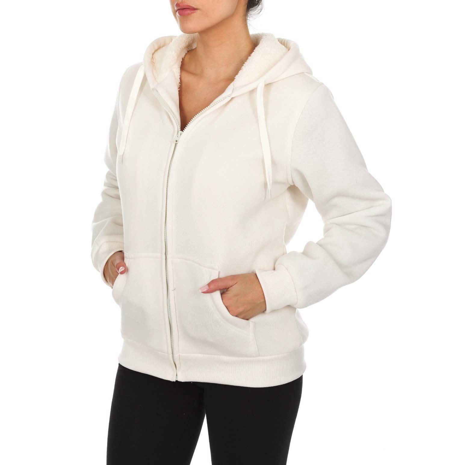Women's Inner and Outer Sherpa Hoodie Sweatshirt Jacket DailySale