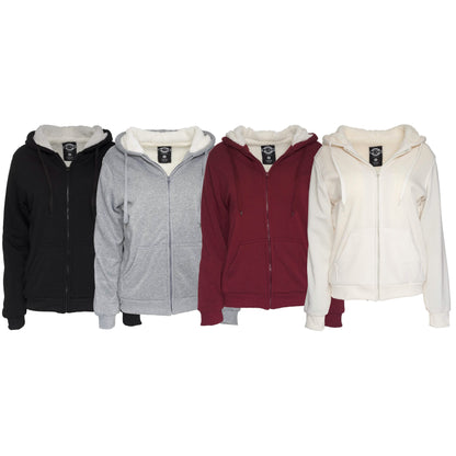 Women's Inner and Outer Sherpa Hoodie Sweatshirt Jacket DailySale