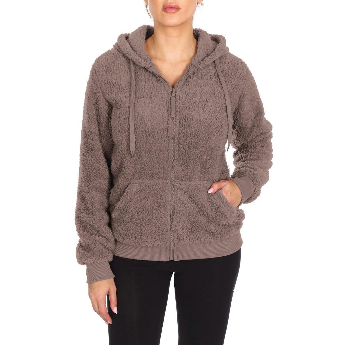 Women's Inner and Outer Sherpa Hoodie Sweatshirt Jacket DailySale