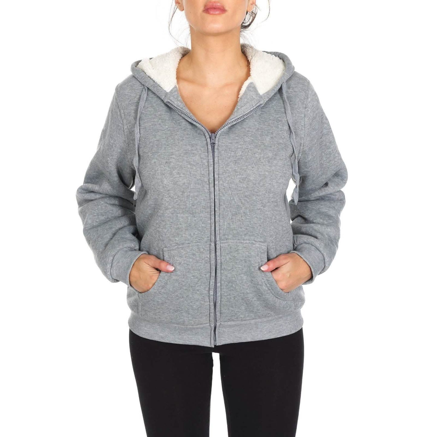 Women's Inner and Outer Sherpa Hoodie Sweatshirt Jacket DailySale