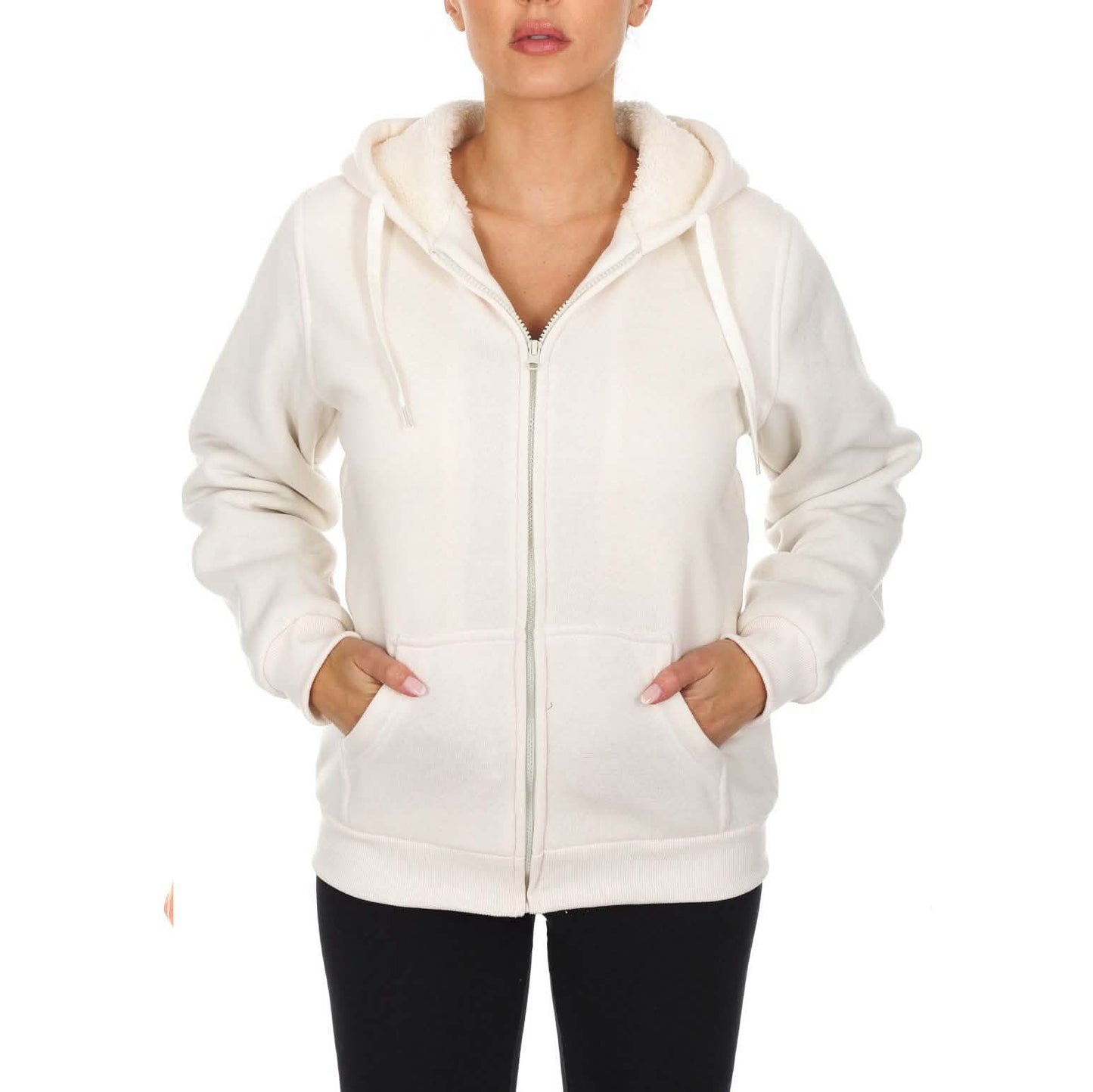 Women's Inner and Outer Sherpa Hoodie Sweatshirt Jacket DailySale