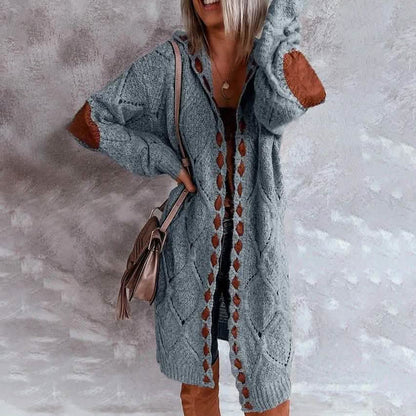 Women's Knitted Color Block Hooded Cardigan Sweater DailySale