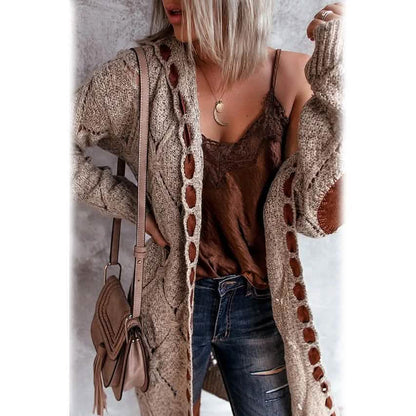 Women's Knitted Color Block Hooded Cardigan Sweater DailySale