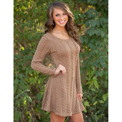 Womens Knitted Crewneck Sweater Dress DailySale