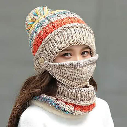 Women's Knitted Hat Scarf Mask Set DailySale