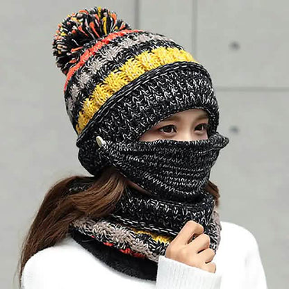 Women's Knitted Hat Scarf Mask Set DailySale