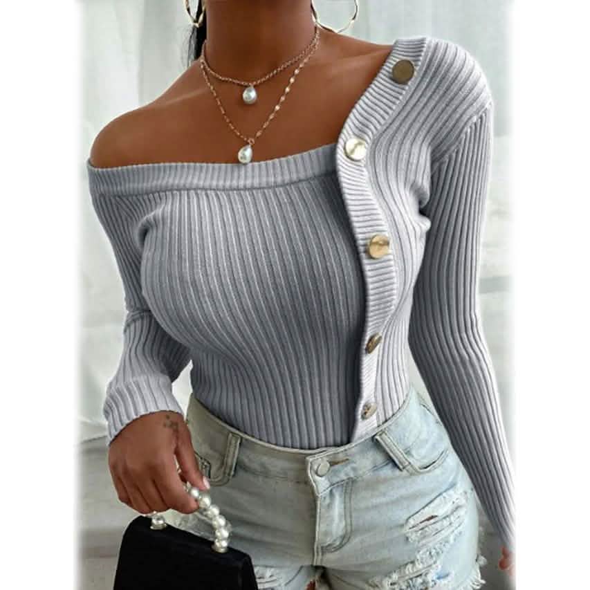 Women's Knitted Solid Color Pullover Sweater DailySale