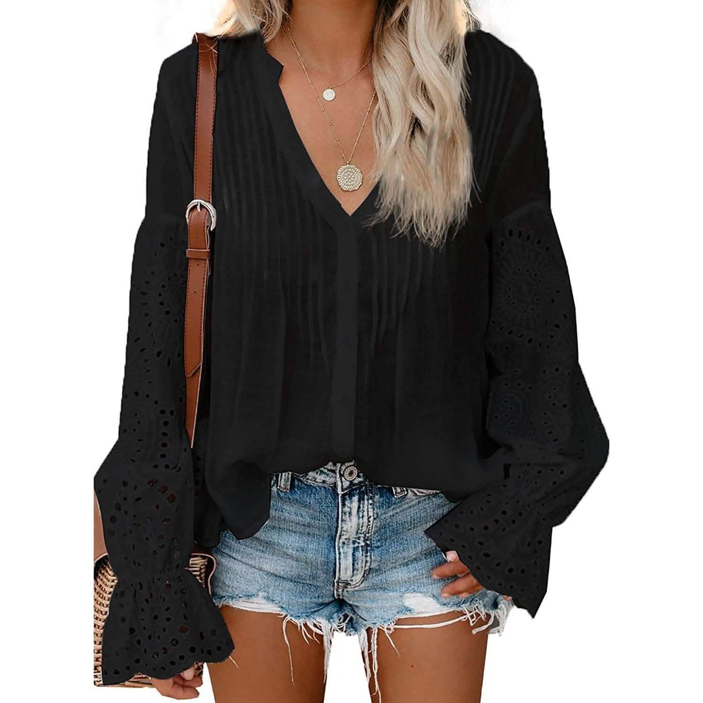 Women's Lace Crochet V-Neck Top DailySale