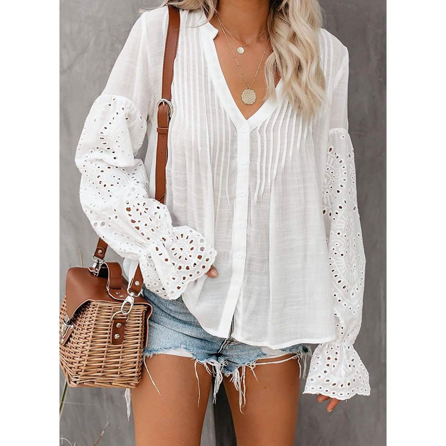 Women's Lace Crochet V-Neck Top DailySale