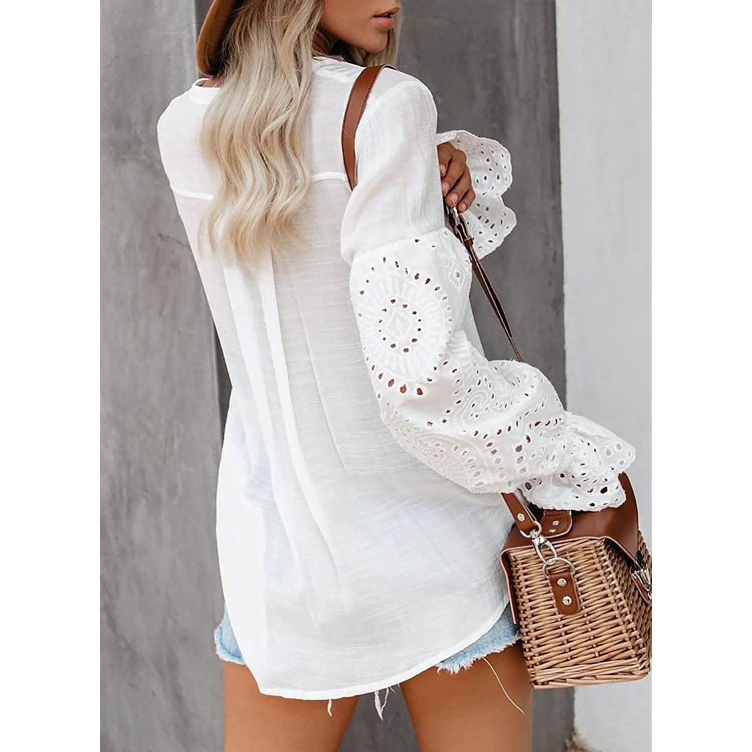 Women's Lace Crochet V-Neck Top DailySale