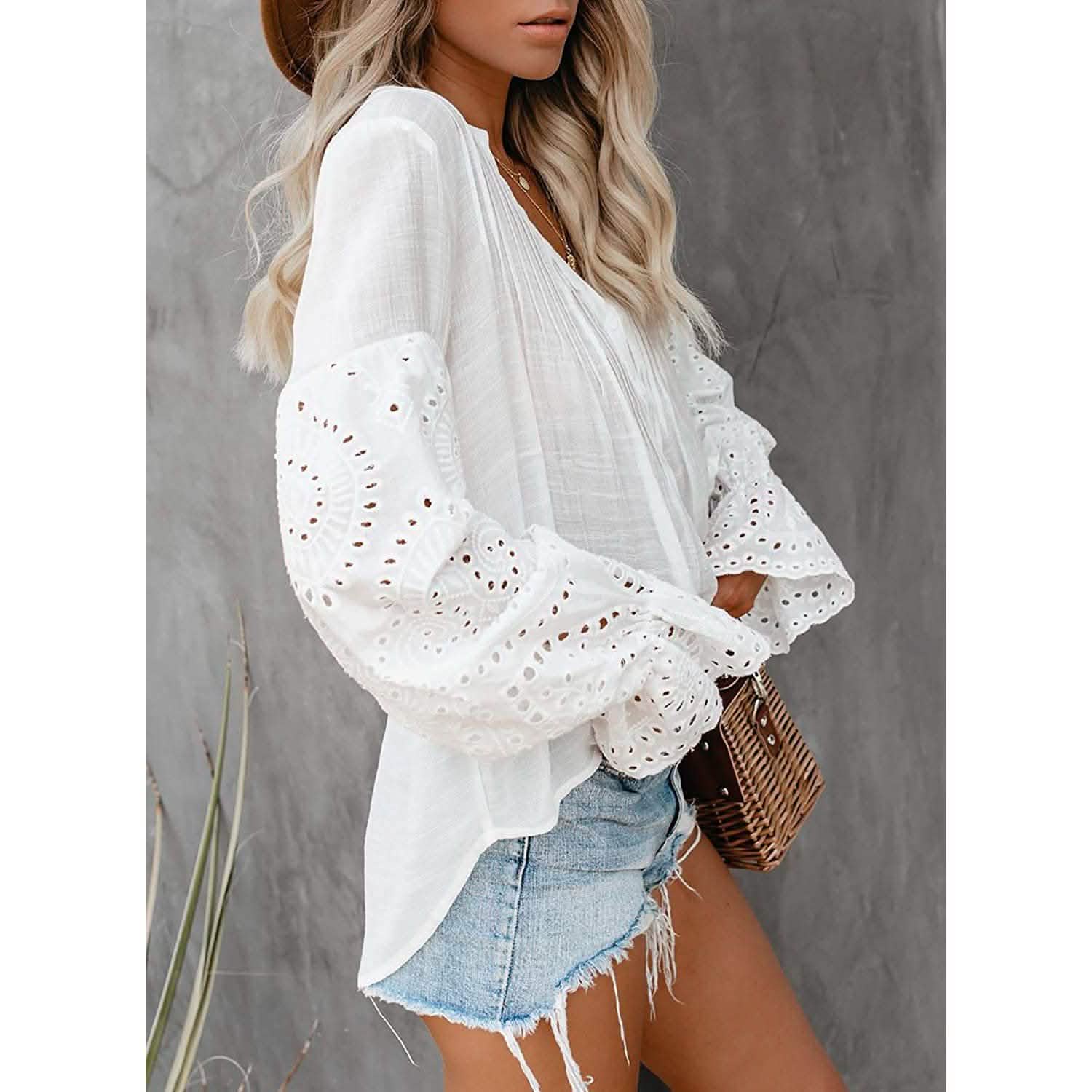 Women's Lace Crochet V-Neck Top DailySale