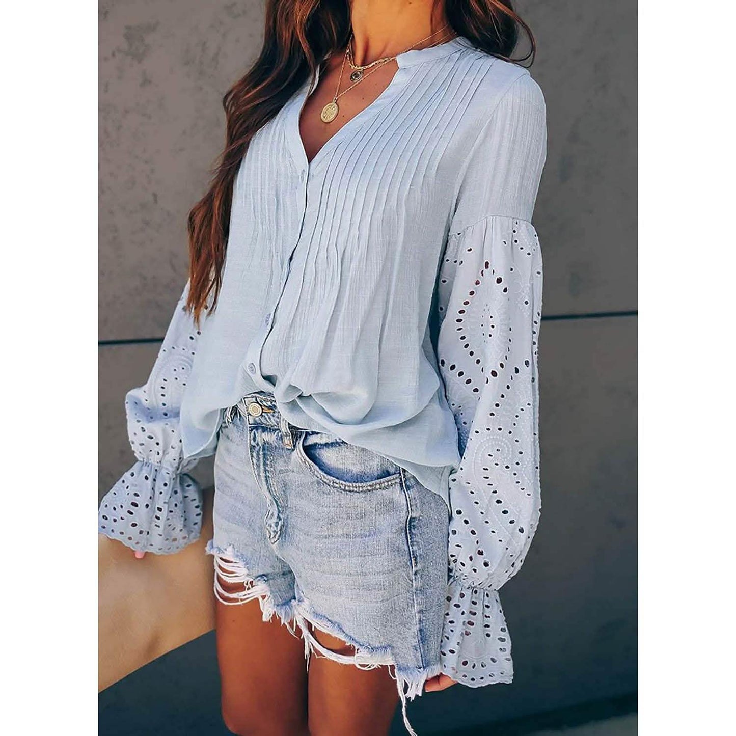 Women's Lace Crochet V-Neck Top DailySale