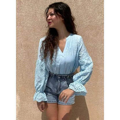 Women's Lace Crochet V-Neck Top DailySale