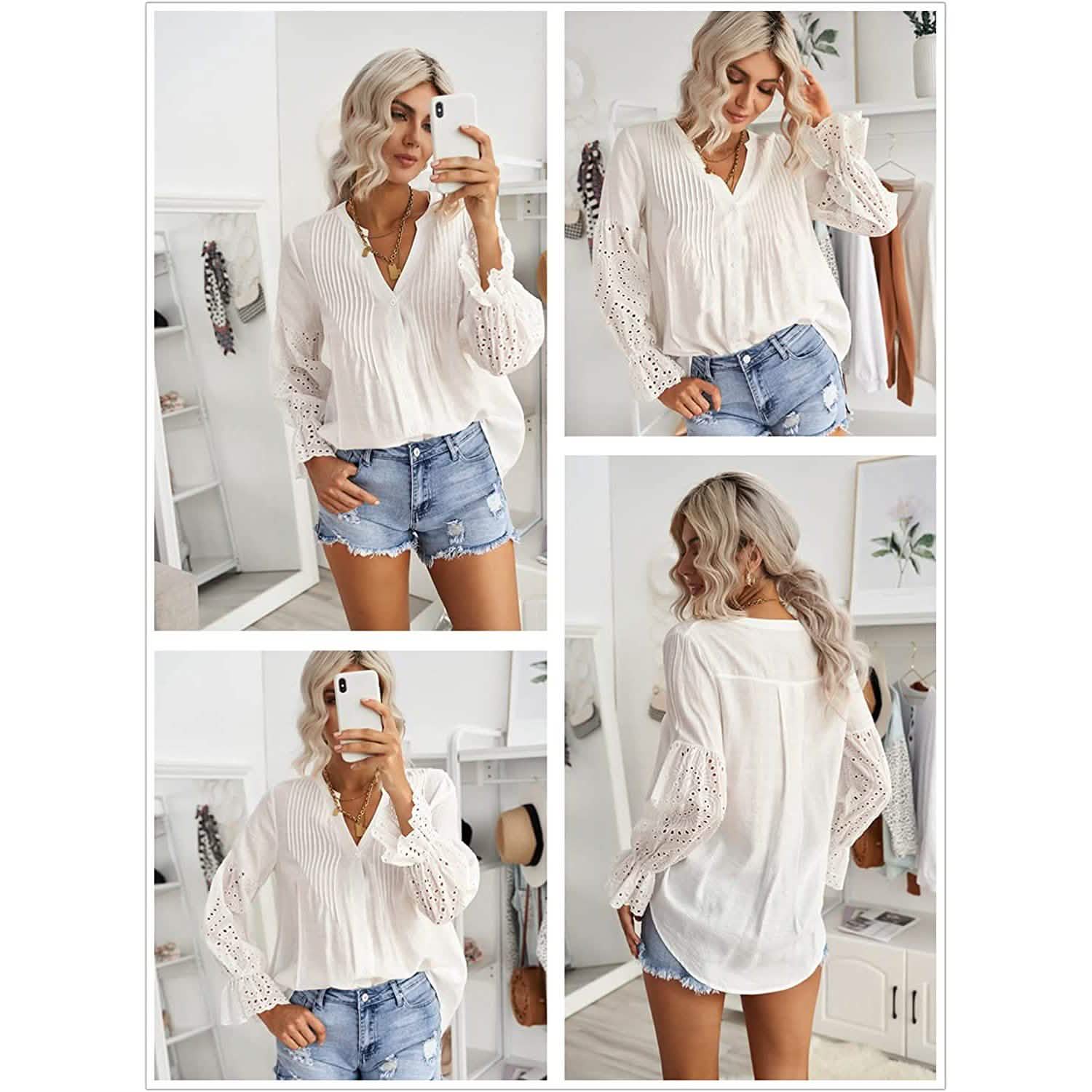 Women's Lace Crochet V-Neck Top DailySale