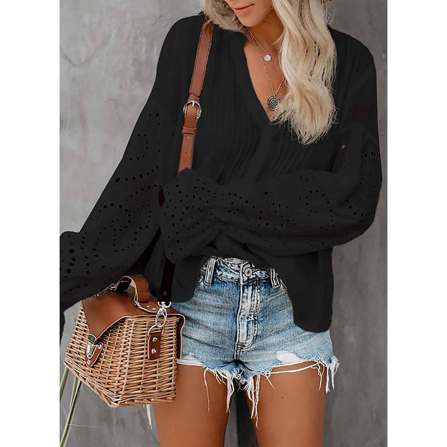 Women's Lace Crochet V-Neck Top DailySale