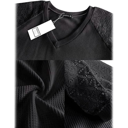 Women's Lace Short Sleeve V-Neck Top DailySale