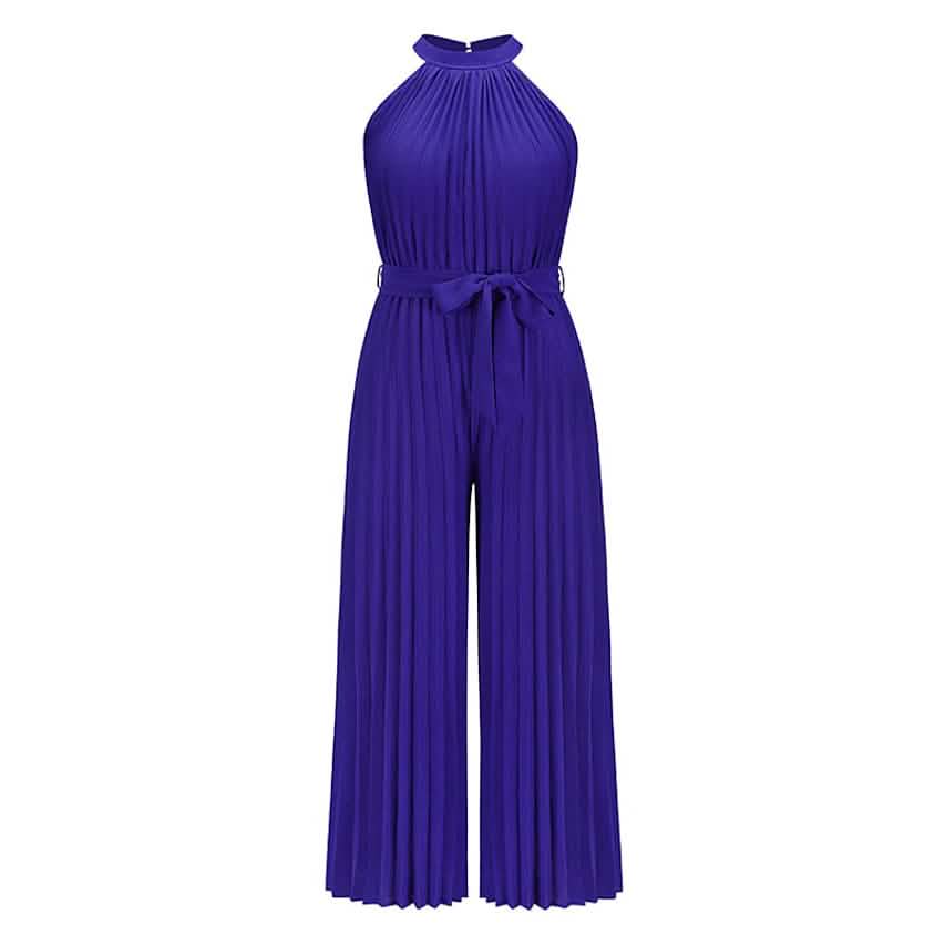 Women's Lace-Up Halter Casual Wide-Leg Jumpsuit DailySale